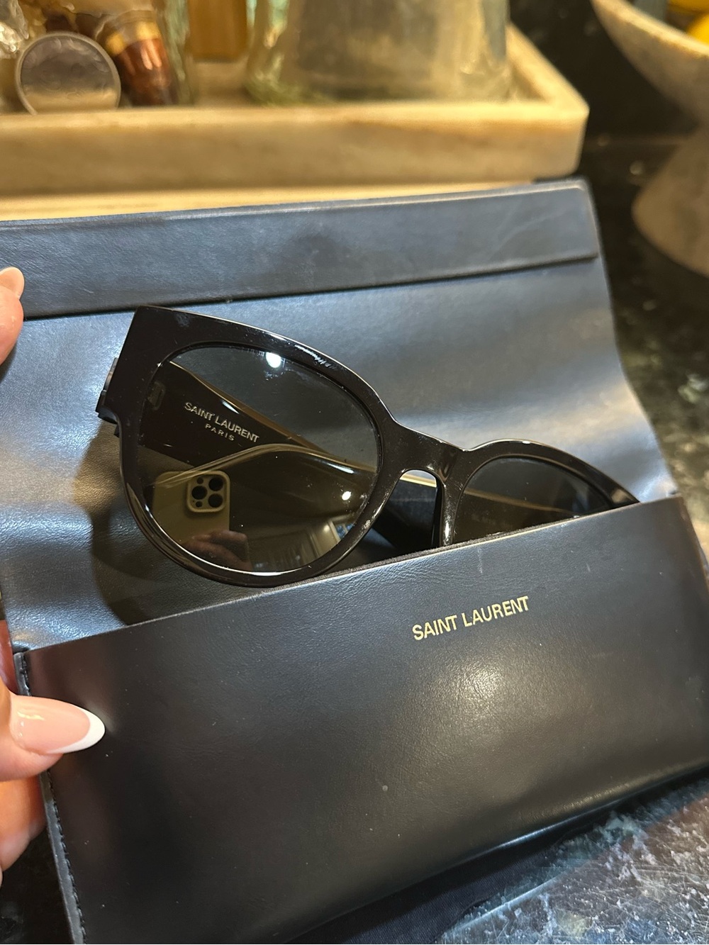 AUTHENTIC Saint Laurent Black Cat-Eye Sunglasses SL M19